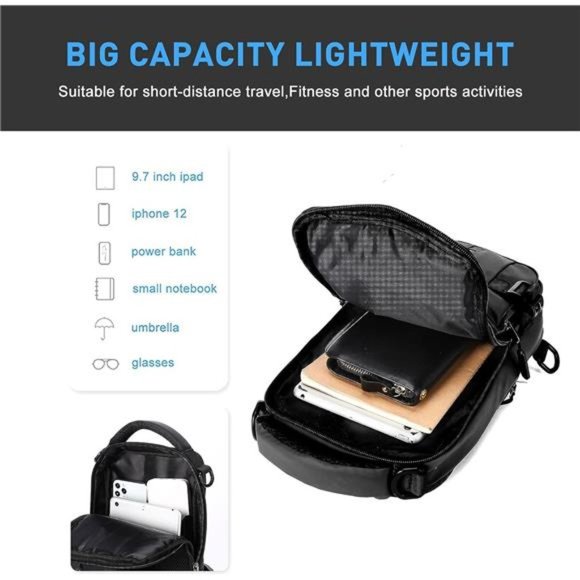 Anti Theft Sling Crossbody Backpack Shoulder Bag for Men, Lightweight One Strap - Picture 5 of 7